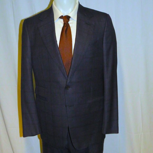 Tom Ford Blue Windowpane Plaid Current Two Button Suit 44R - Picture 4 of 16